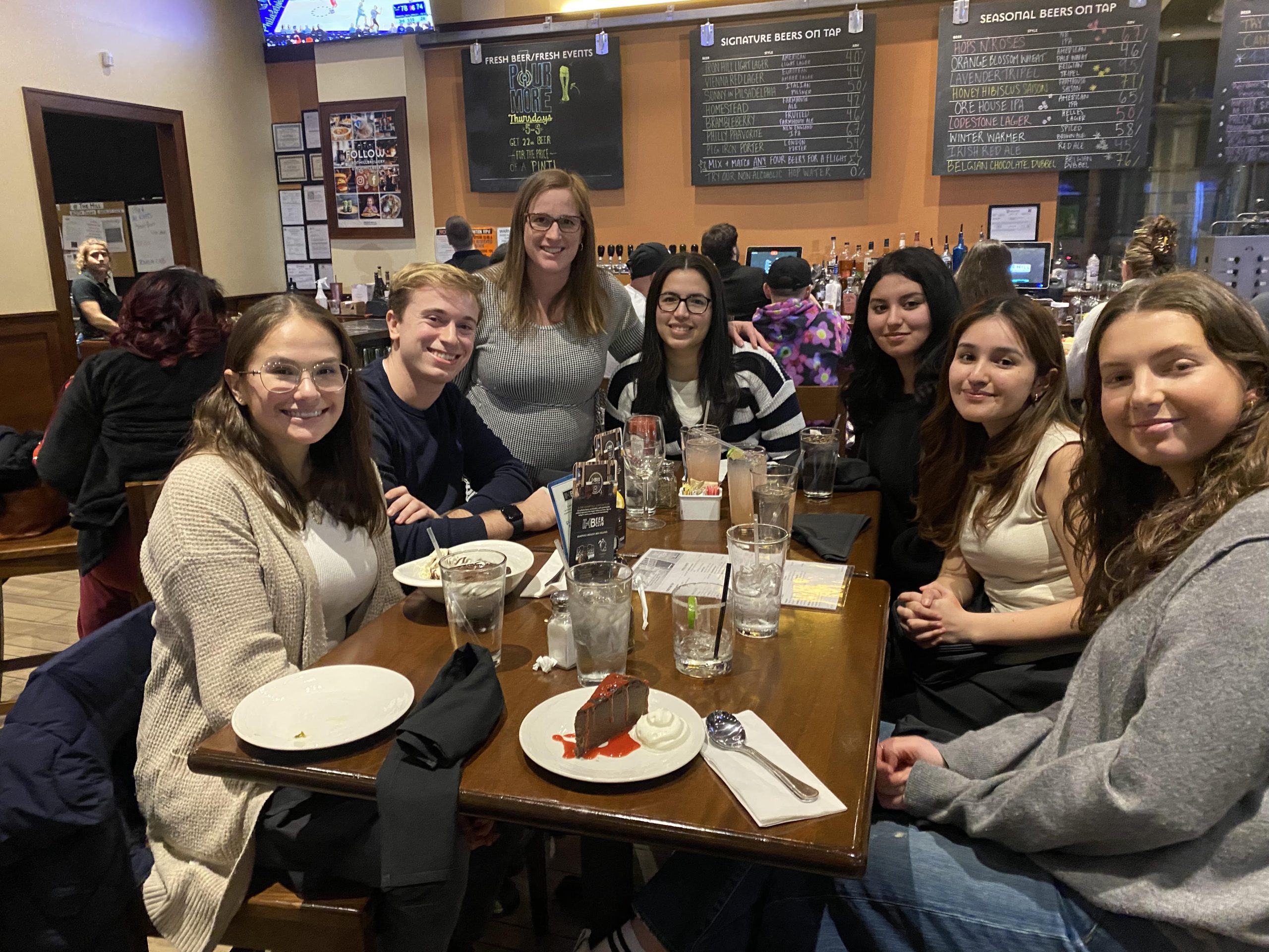 A celebratory lab dinner after EPA project presentations!