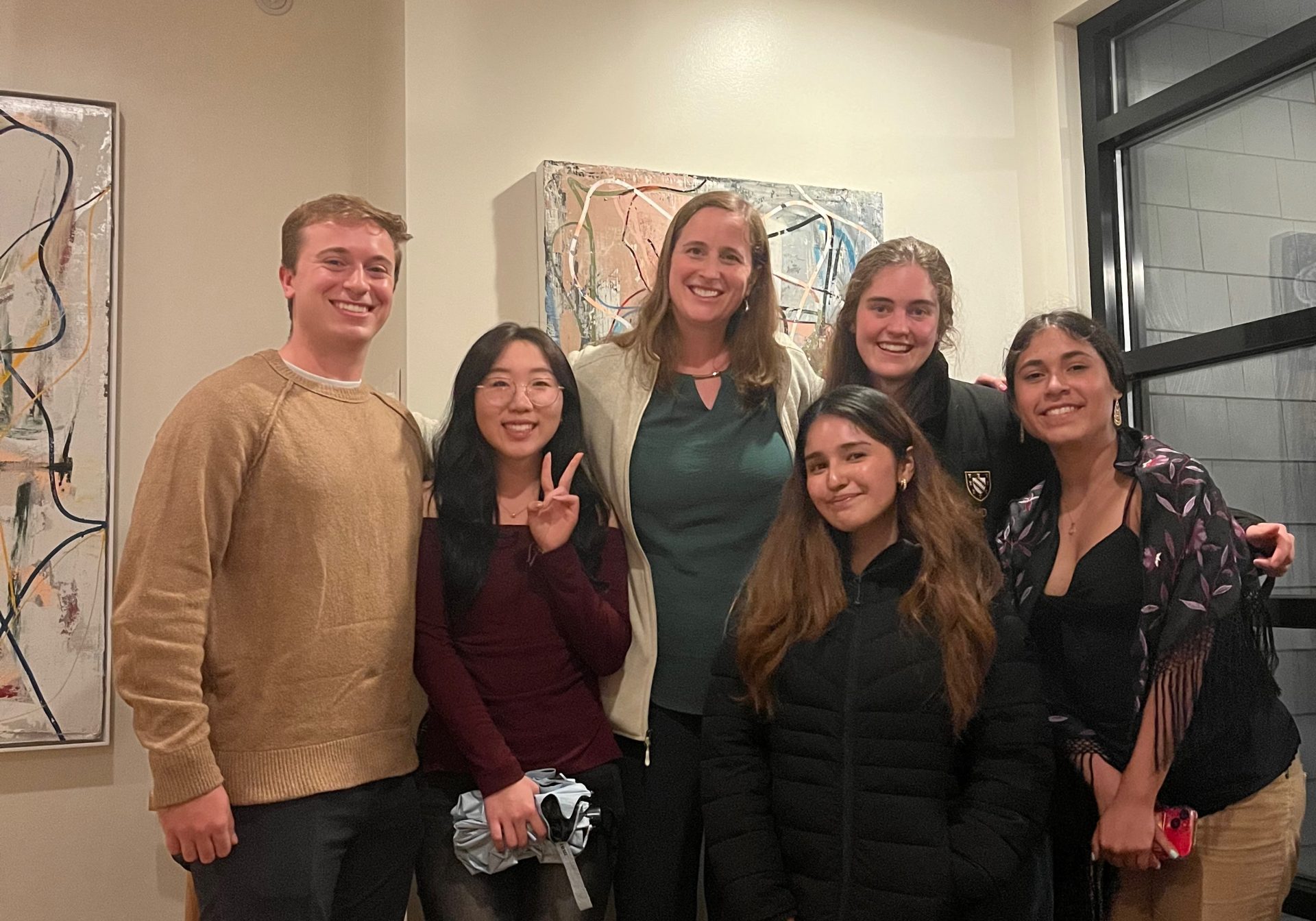 End of year lab dinner to celebrate graduating seniors Dan, Hannah, and Angie! 