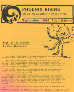 A cover from the September 1984 publication of the periodical, Phoenix Rising