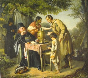 2. Vasily Perov, "Tea Drinking in Mytishchi near Moscow," 1862