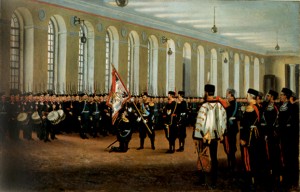 2. Emperor Nicholas II Presenting Regimental Colors to an Infantry Regiment