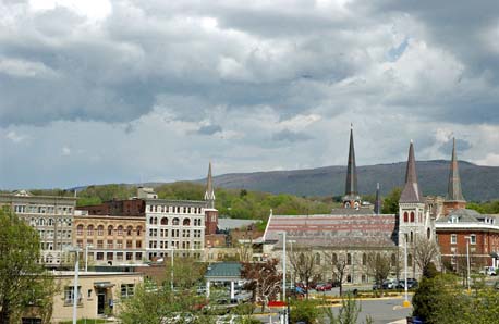 View of downtown North Adams from the Hadley Overpass (Berkshire Eagle, Bonnivier, 2007) 