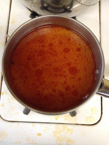 Chicken broth and tomato paste