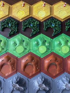 Top view of hexes (and an easter egg in the sheep tiles!).