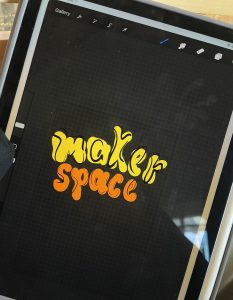 Fig. 2: I created this sketch of "maker space" in Procreate on my tablet.