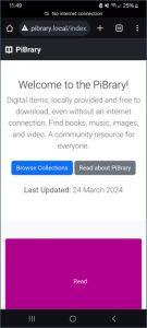screenshot of the homepage at pibrary.local.