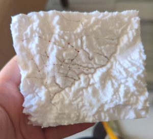 3D print of some major roads and traffic circles identified in Amman, Jordan, exaggerated about 10x