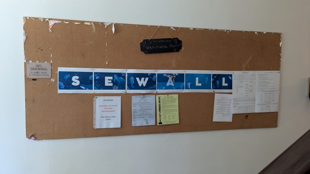 Sewall bulletin board: original condition