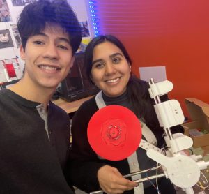 Assembling the Polyformer: Oscar Caino ‘27, a Swarthmore College student (left), and Camily Hidalgo Goncalves ‘26, a Williams College student (right).