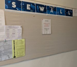 Sewall bulletin board: rehabilitated condition