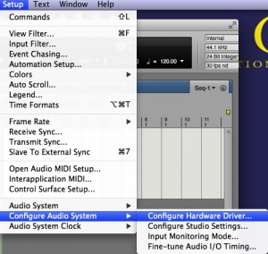 audio settings in Digital Performer.