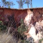 Overhanging laterite and vertical saprolite