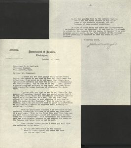 Letter from John Wright, Ralph Wright's father, to Williams College President Henry A. Garfield