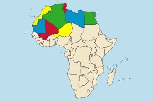 Map of North Africa w/ Colors of Amazigh Flag