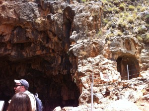 Prof. Rubin in front of Pan's cave. Crazy to think a creature once revered as a god is now representing the Israel Nature and Parks Authority. Oh! how the mighty have fallen.